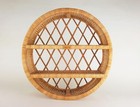 Wicker Wall Cabinet Round Natural Rattan Wall Shelf 50x17x50cm