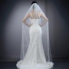 1 Tier Bridal Veil With Pearls Chapel Length Tulle Hair Comb Wedding Accessory