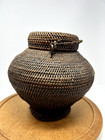Antique Filipino Ifugao Ulbong Rice Basket - Handwoven Bamboo - Early 1900 s