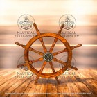Large 36   Nautical Boat Ship Wooden Steering Wheel With Brass Center   Vintage