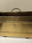 Vintage Hammered Brass Office Document Letter Holder Two Sections 14 5   