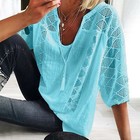 Women Lace Baggy T-shirt Plus Size Ladies Casual Loose Tunic Blouse Cover Up Top