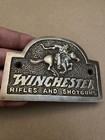 Brass Winchester Plaque Sign Patina Rifles Ammunition Gun Collector Brass Gift