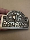 Brass Winchester Plaque Sign Patina Rifles Ammunition Gun Collector Metal Gift