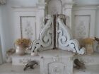 Awesome Pair Old Architectural Corbels Ornate Large Chippy White Patina