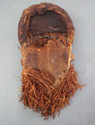 Nice African Tribal Art Carved Wooden Congo Pende Face Mask With Raffia   Cloth