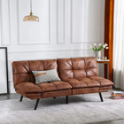 Besharat 71  Wide Leather Convertible Futon Sofa With Split Back Design