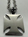 Iron Cross Pendant Necklace On 6mm Rope Chain Stainless Steel 105r