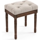 Vintage French Style Vanity Stool Retro Tufted Bench Soft Cushion Wood Legs New