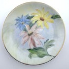 Vintage Ruby Evans 1956 Hand Painted Floral Porcelain Plates Set Of 2 Gold Rim