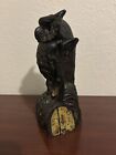 Antique Cast Iron Mechanical Bank Original Owl Turns Head Bank By J   E Stevens