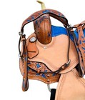 Kids youth adult Western Horse Barrel Saddle Leather Tack Set 8  To 18  Blue