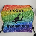 Sparkle Rainbow  i Love Gymnastics  Drawstring Bag 16 x13 
