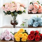 10 Heads Silk Rose Artificial Flowers Fake Bouquet Wedding Home Party Decor New