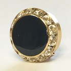 Black   Gold Faux Crystal Button Cover For Banded Collar Tuxedo Shirt Mandarin