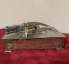 1940 s Wolmar Castillo Silver Plated   Jade Alligator Box Rare