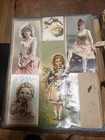 Antique Victorian Scrapbook Album 120 Trade Cards Die Cuts Calling Smoking Cards