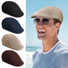 Men Ivy Flat Hat Solid Cotton Newsboy Gatsby Cap Golf Driving Irish Ascot Cabbie