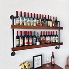 Wall Mounted Wine Rack  Industrial Pipe Wine Shelf  2-tier S2t48 Rustic Brown