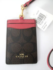 Coach Signature C Lanyard Id Card Case F63274 Brown rouge Nwt