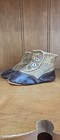 Antique Victorian Baby Childs Doll Leather Button Up Boot Shoes Brown Black