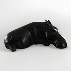 Vtg Hand Carved African Hippo Wood Figurine Black Kenya Primitive Safari 5   