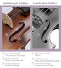  Violin Full Set Size  Fiddle Solid Spruce Wood Tiger Pattern For 4 4 Brown