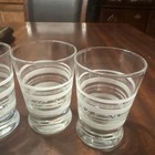  4- Super Cute   Vintage Etched Striped Clear Glass Libby Juice Tumblers