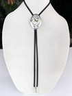 Vintage Tooled Alpaca Silver Bucking Bronco Western Rodeo Bolo Tie