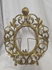 Vintage 2pc Set Victorian Style Medium Oval Solid Brass Photo Frame Easel Backed
