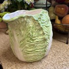 Ceramic Cabbage Lettuce Leaf Pitcher Jug Green Farmhouse 3 1 2 Qt