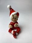 Vtg Lefton  Japan Xmas Ceramic Red Pixie Elf Candle Hugger Climber Figurine