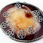 Bracelet - Silver-tone Bracelet With Eight  8  Pentacles-approx  7 87  Diameter 