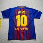 Fc Barcelona Messi  10 Soccer Jersey Unicef Rakuten Striped Football Kit