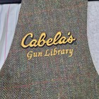 Vintage Cabelas Vest Pure New Wool Harris Tweed Scotland Mens 46 Brown Plaid