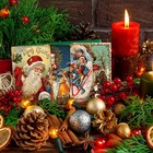 Nuanchu 80 Pcs Vintage Christmas Postcards 4   X 6  Santa Greeting Cards Retro C