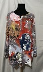 Zanzea Multicolor Mixed Artsy Print Henley Tunic Blouse Long Sleeve Sheer Sz Xl