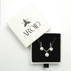 Pearl Earrings And Pearl Necklace Jewelry Set 925 Sterling Silver Rhodium Plated