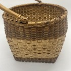 Fine Antique  Folk Art Primtive  Wooden Basket With Swing Handle  Damaged Read