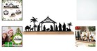 Elegant Black Metal Nativity Set With Wooden Base - Classic Christmas Decor