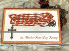 St Therese Feast Day Red Beaded Rosary New On Card
