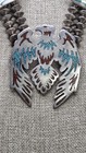 Navajo Native American Indian Flying Eagle Bird Feather Squash Blossom Necklace 