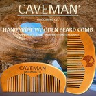 Handcrafted Natural Fine Tooth Wooden Beard Comb   Beard Brush By Caveman