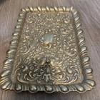 Ornate Green Man Repousse Silver Plated Tray Victorian Decor 12x8    Antique
