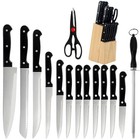 15piece Kitchen Knife Set Serrated Steak Knives W Block And Sharpener Sharp Chef