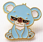 Koala Pin Blue Bear With Sunglasses Lapel Brooch Cute Animal Enamel Gold Tone