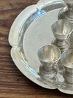 Antique Set Of 6 Miniature  900 Sterling Silver Goblets  Pitcher  Tray And Box