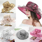 Lady Elegant Wide Brim Kentucky Derby Sun Hat Women Wedding Tea Party Church Cap