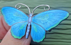 Marius Hammer Norwegian Butterfly Large Sterling Silver Enamel Brooch Norway