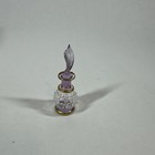Vintage Miniature Perfume Bottle Ornate Hand Blown Glass  s  Purple W  Gold Trim